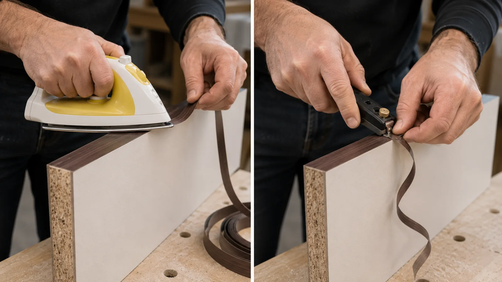 Applying edge banding to a panel edge