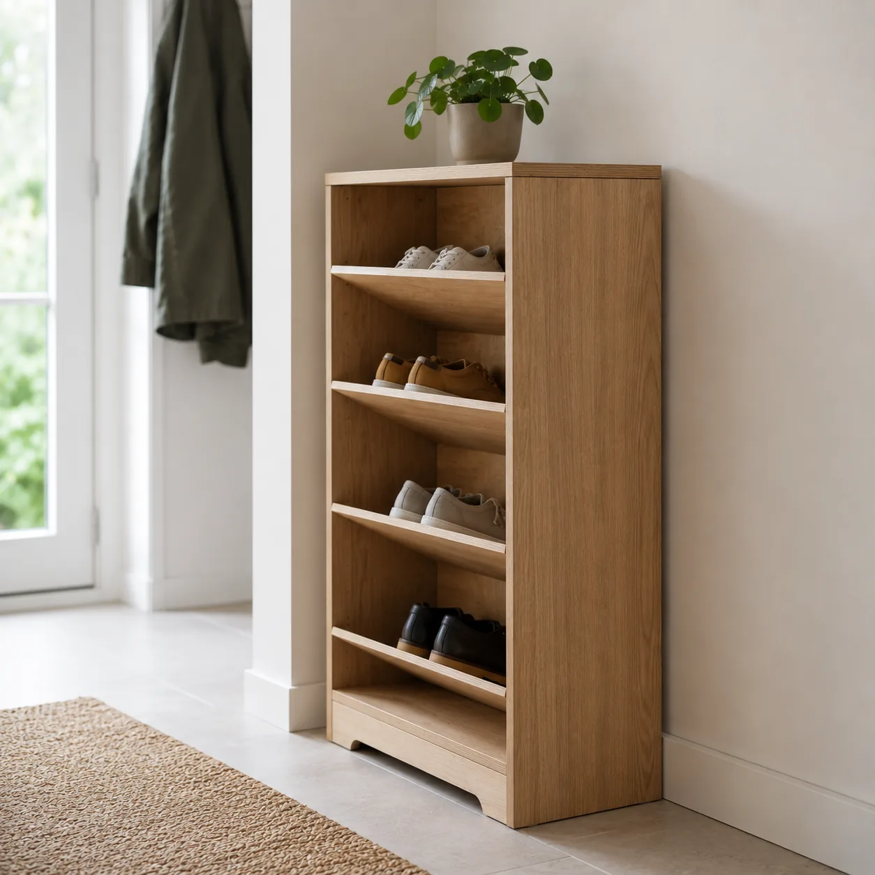 Example impression: Tall shoe cabinet with doors 31 × 51 in