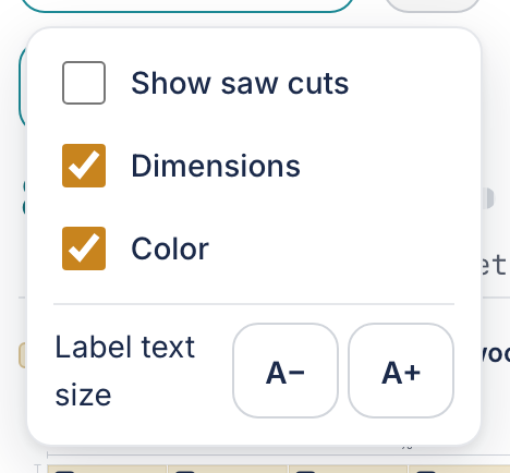 The display options in the narrow layout.